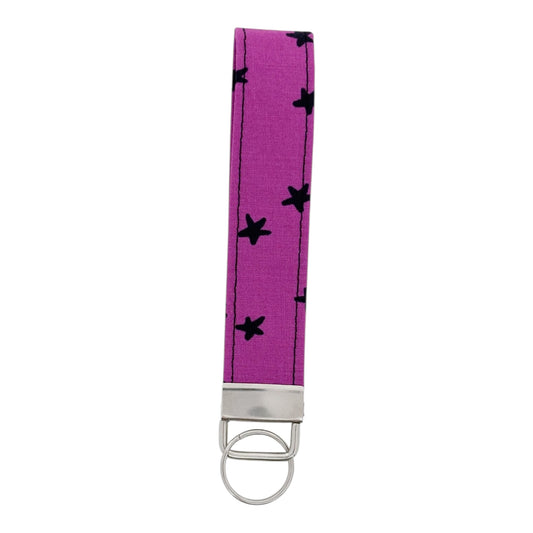 Purple with Black Stars | Keyfob Wristlet