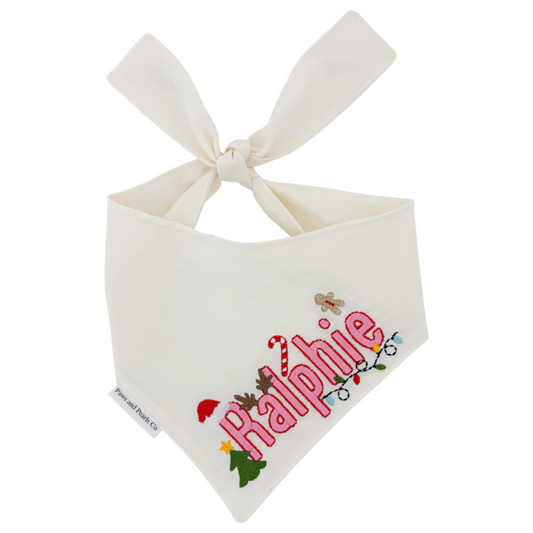 Pink Christmas Icons | Custom Dog Bandana